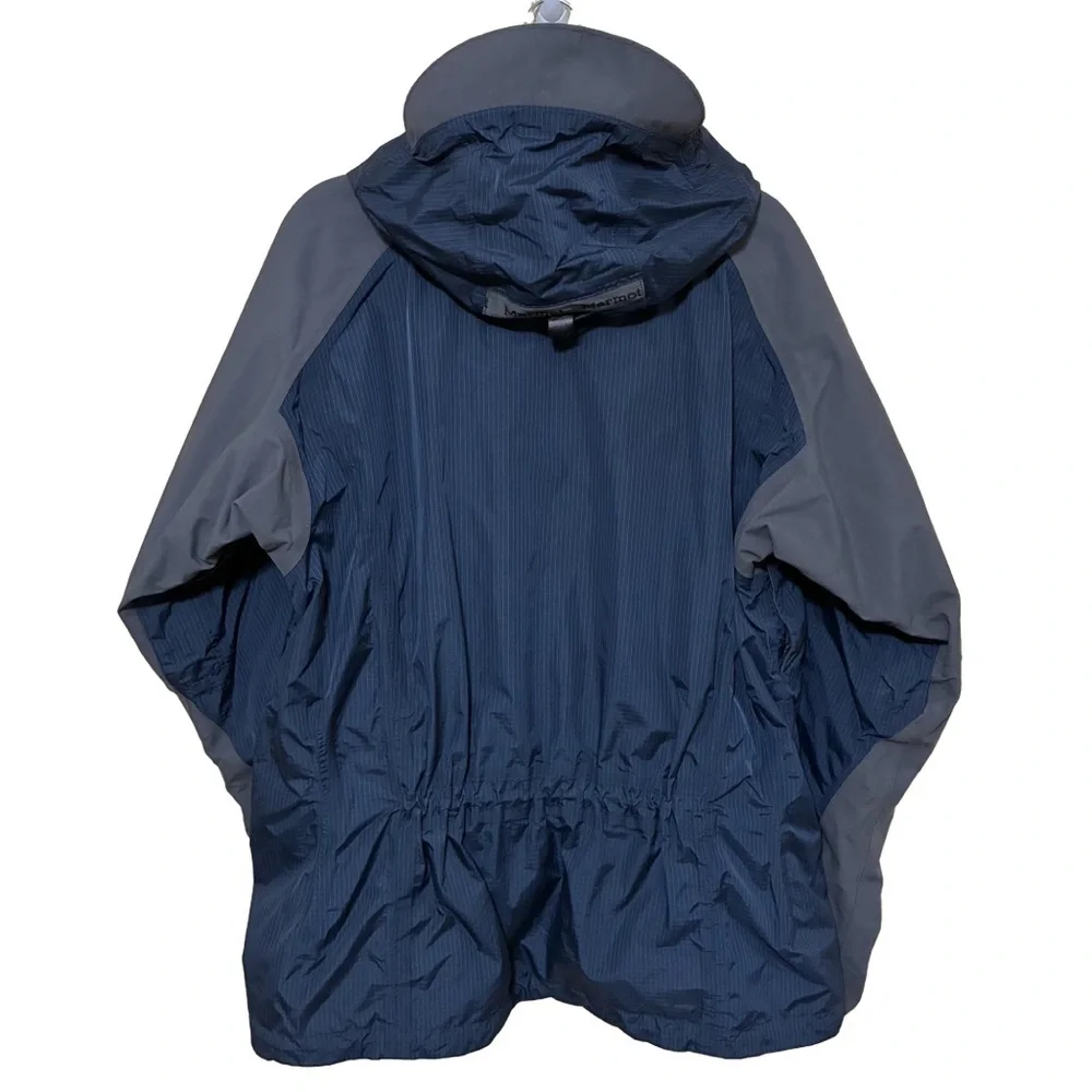 Marmot Full Zip Winter Windbreaker Men’s M Blue Gray Utility Hooded Brim Jacket